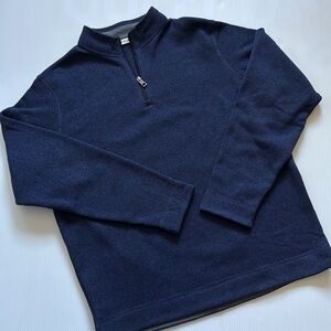 Peter Millar Men's Blue & Black Quarter zip Sweater.  Size Large